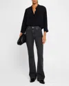 Frame Le High Flare Jeans In Charcoal Pinstripe