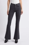 Frame Le High Flare Jeans In Charcoal Pinstripe