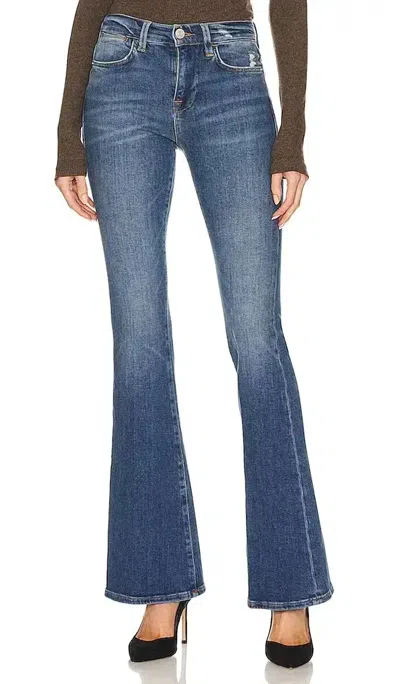 Frame The Lax Distressed Flared-leg Denim Jeans In Blue