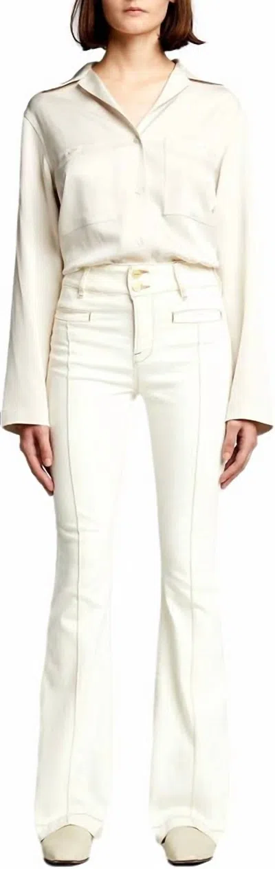 Frame Le High Flare Welt Pocket Jeans In Ecru In White