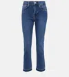 Frame The Pencil Cropped High-rise Slim-leg Jeans In Blue