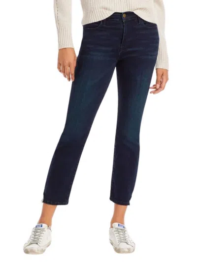 Frame Le High High Rise Straight Leg Jeans In Porter Chew In Blue