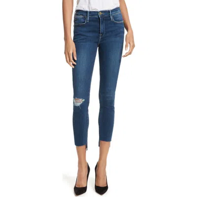 Frame Le High High Waist Staggered Hem Slim Jeans