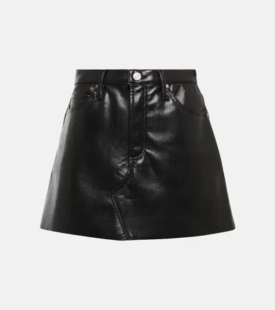 Frame Recycled Leather Le High 'n' Tight Skirt Noir