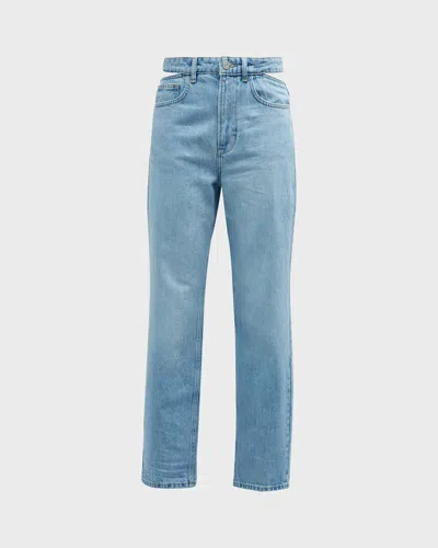 Frame Le High N' Tight Straight Cut-out Jeans In Zona