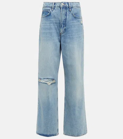 Frame Le High 'n' Tight Ripped Wide Leg Jeans In Bilson Rips