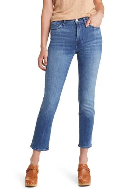 Frame Le High Ripped Straight Leg Jeans In Blue