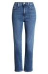 Frame Le High Ripped Straight Leg Jeans In Daphne Blue
