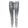 Frame Le High Skinny Crop Metallic Silver Coated Pants In Silver