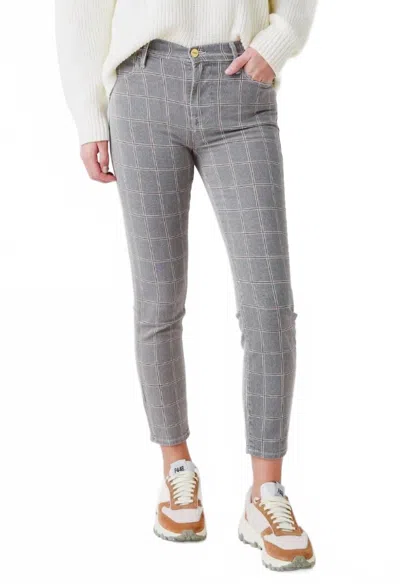 Frame Le High Skinny Crop Pant In Windowpane Plaid In Gray