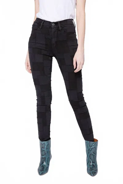 Frame Le High Skinny Laser Patchwork Jeans In Noir Multi In Black