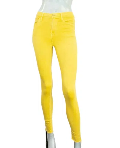 Frame Le High Skinny Raw-edge Cloud Jeans In Citrine In Yellow