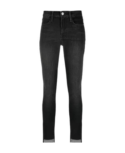FRAME LE HIGH SKINNY RAW-HEM JEANS