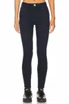 Frame Le High Skinny Side Slit Ankle In Onyx Indigo