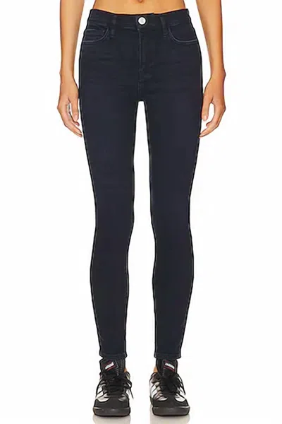 Frame Le High Skinny Side Slit Ankle In Onyx Indigo In Multi
