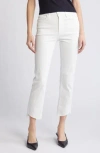 Frame Le High Straight Cascade Raw Hem Jeans In White