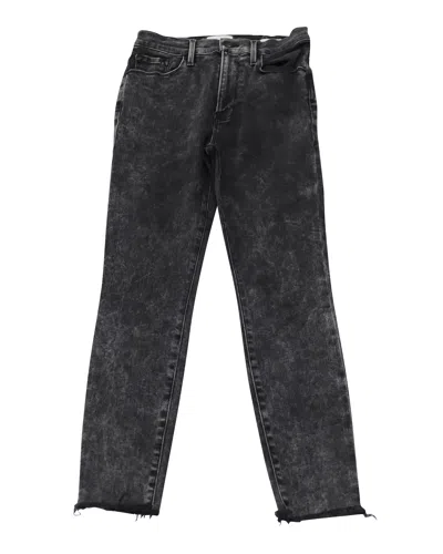 Frame Le High Straight High-rise Jeans In Black Cotton In Grey