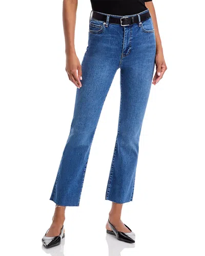 Frame Le High Straight High Rise Raw Hem Jeans In Mermaid In Blue