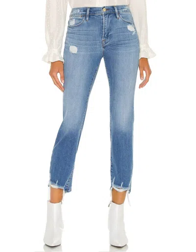 Frame Le High Straight Jean In Laskey Rips In Multi