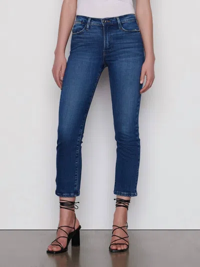 Frame Le High Straight Jeans In Earth Bound In Blue
