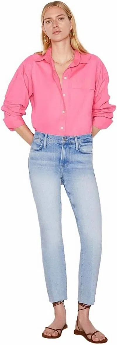 Frame Le High Straight Jeans In Kerwin In Pink
