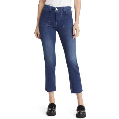 Frame Le High Straight Jeans In Trapunto In Blue