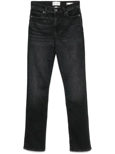 Frame Le High Straight Long Jeans In Black