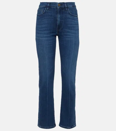 Frame Le High Straight Mid-rise Jeans In Blue