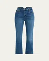 Frame Le High Straight Raw Fray Jeans In Mermaid