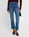 Frame Le High Straight Raw Fray Jeans In Mermaid
