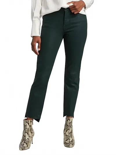 Frame Le High Straight Raw Stagger Coated Jeans In Pine In Black