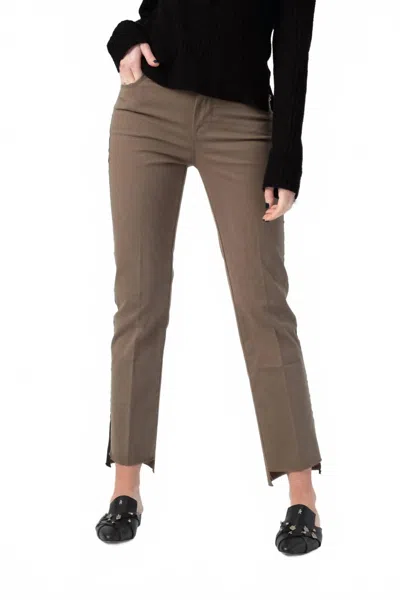 Frame Le High Straight Raw Stagger Tuxedo Tape Pants In Army Green In Brown