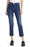 FRAME LE HIGH STRAIGHT TRAPUNTO JEANS IN AURORA