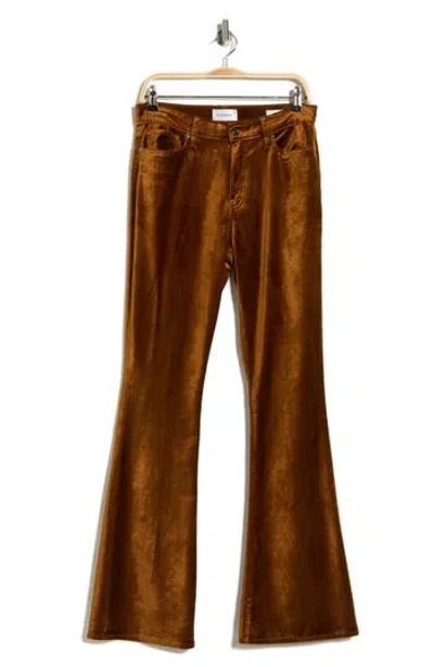 Frame Le High Waist Flare Leg Velvet Pants In Brown