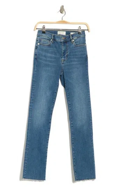 Frame Le High Waist Straight Leg Fray Hem Jeans