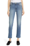 Frame Le High Wide Hem Ankle Straight Leg Jeans In Blue