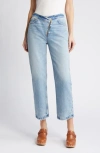 FRAME LE JANE ANGLED ZIP CROP RELAXED STRAIGHT LEG JEANS