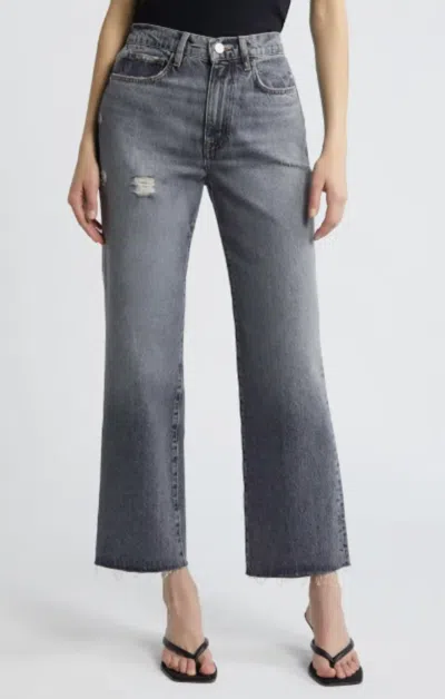 Frame Le Jane Raw Hem High Waist Ankle Wide Leg Jeans In Zurich