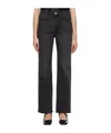 Frame Le Jane Ankle Logo Denim Pants In Black
