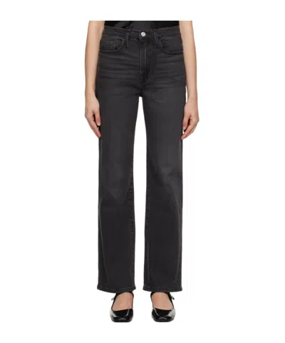 Frame Le Jane Ankle Logo Denim Pants In Black