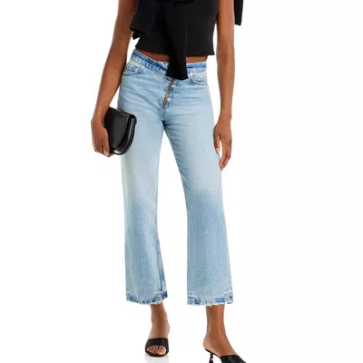 Frame Le Jane Crop Angled Zip Jeans In Rhode In Blue