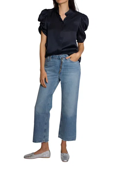 Frame Le Jane Crop Angled Zipper In Blue