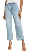 Frame Le Jane Crop Angled Zipper Jean In Rhode Blue In Multi