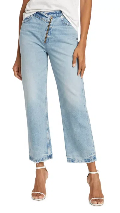 FRAME LE JANE CROP ANGLED ZIPPER JEAN IN RHODE BLUE
