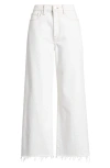 Shop Frame Le Jane Fray Hem Crop Wide Leg Jeans In Au Natural Clean
