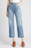 Frame Le Jane Distressed Crop Straight Leg Jeans In Rhode Grind