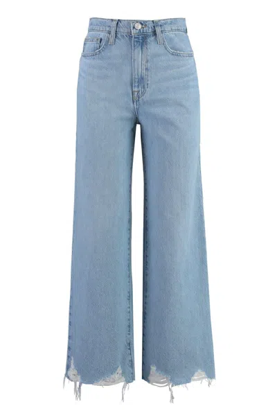 Frame Le Jane Raw-cut Hem Wide-leg Jeans In Clear Blue
