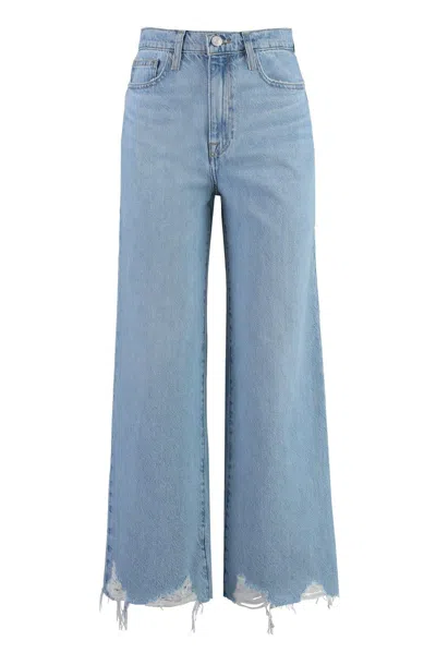 Frame Le Jane Raw-cut Hem Wide-leg Jeans In Blue