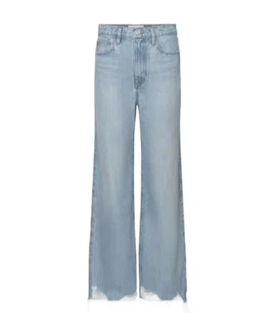 Frame Le Jane Raw-cut Hem Wide-leg Jeans In Gray