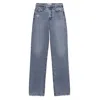 Frame Le Jane Straight Leg Jeans In Weston Rips In Blue